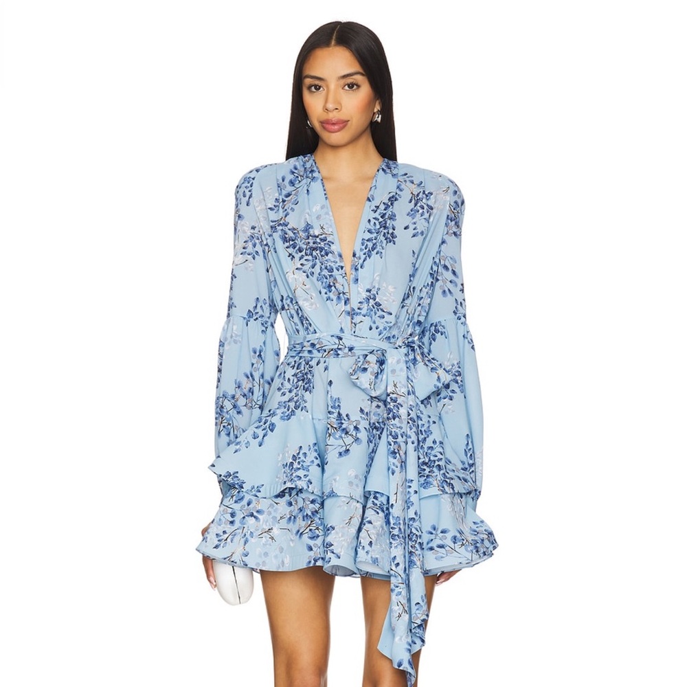 Bronx and Banco blue poppy mini dress